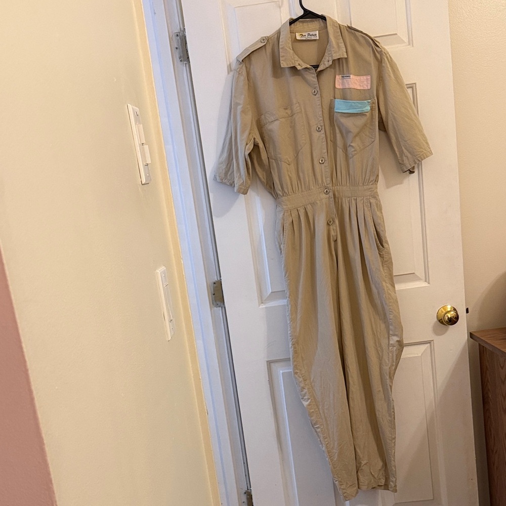Women’s Vintage Two Potato Laguna Beach Tan Jumpsuit, Small/Medium - Made in USA